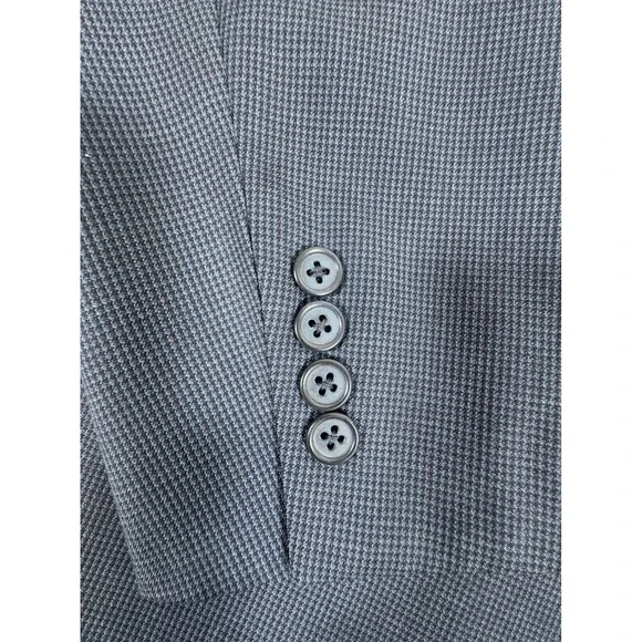 Hart Schaffner Marx Mens Blue Houndstooth 3 Button Blazer Sport Coat USA Prep